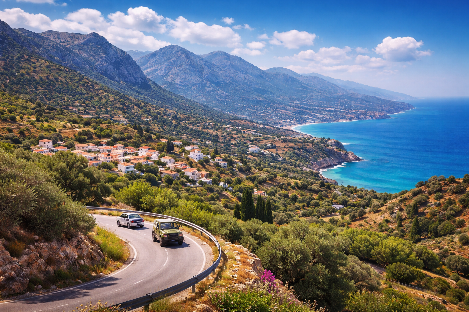Best excursions in Crete including jeep safari mountain roads traditional villages and coastal landscapes
